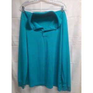 Pro Tour Cool Play Teal Blue Long Sleeve Polo Style Shirt Sz L